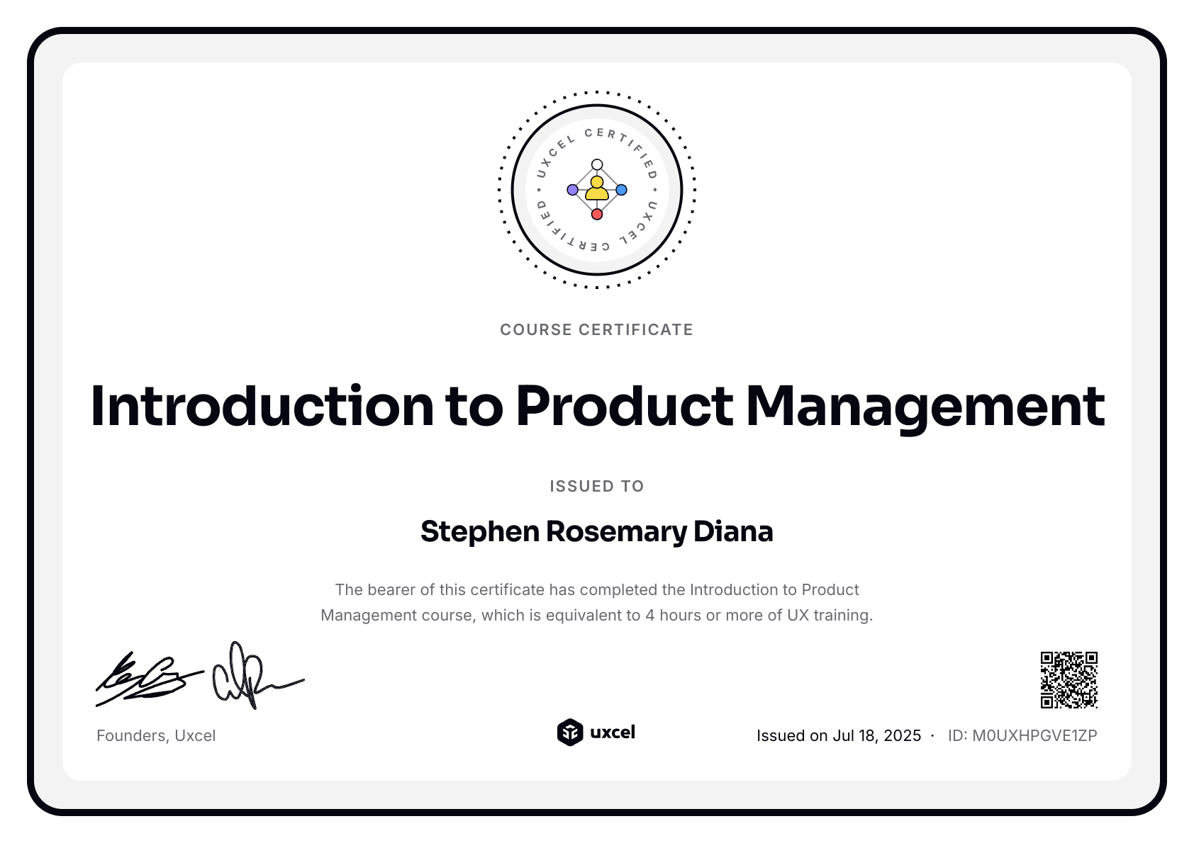 OMotade Obikoya Samuel's certificate